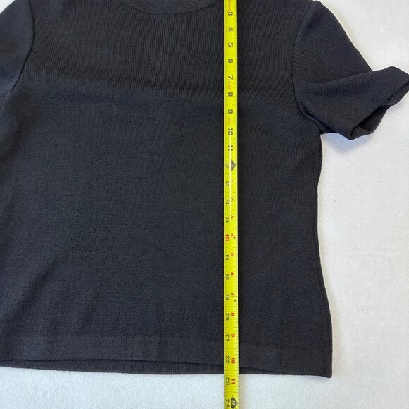 St. John Basics Santana Knit Short Sleeve Top Size S Black Vintage Classic Zip - Picture 11 of 12
